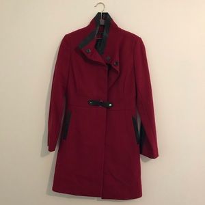 Via Spiga red knee length pea coat.